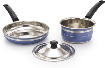 

Mahavir 3FLDSBL Induction Bottom Cookware Set(Stainless Steel, 2 - Piece), Blue