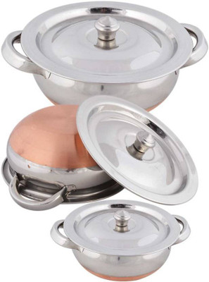 

Sayee cook pan Induction Bottom Cookware Set(Copper, Stainless Steel, 3 - Piece), Gold;silver