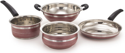 

Mahavir 4KFSHRD Induction Bottom Cookware Set(Stainless Steel, 4 - Piece), Red