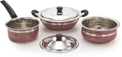 

Mahavir 5KLDSLDHRD Induction Bottom Cookware Set(Stainless Steel, 3 - Piece), Red