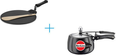 Hawkins Combo - 3 lt Contura black and Futura Nonstick Dosa Tawa 33 cm Cookware Set(PTFE (Non-stick), Aluminium, 2 - Piece) available at flipkart for Rs.3008