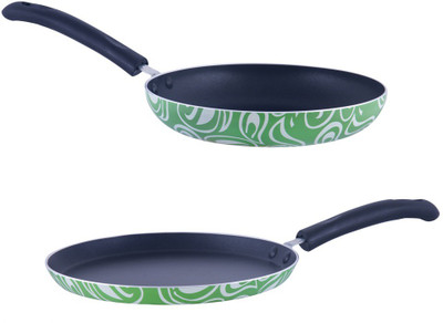

Brilliant Symphony Green 2pc Induction Non-Stick Tawa & Fry Pan Induction Bottom Cookware Set(Aluminium, 2 - Piece)