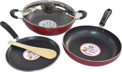 

Bajaj Majesty Duo Induction Bottom Cookware Set(PTFE (Non-stick), 3 - Piece), Black;red