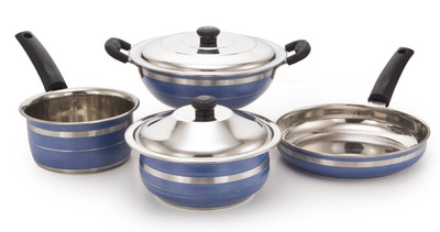 

Mahavir 6KLDSFHLDBL Induction Bottom Cookware Set(Stainless Steel, 4 - Piece), Blue