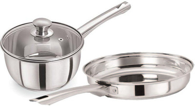 

PRISTINE Tri Ply with Handel Induction Bottom Cookware Set(Stainless Steel, 2 - Piece), Silver