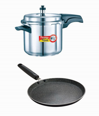 

Prestige Deluxe Alpha Stainless Steel 3.5 Litre Cooker With Granite Omni Tawa 250 Mm Induction Bottom Cookware Set(Stainless Steel, Aluminium, 2 - Piece), Black;silver