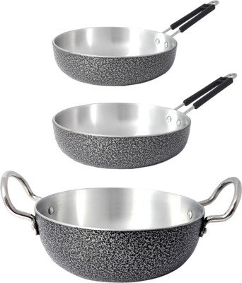 

bartan hub Induction Bottom Cookware Set(Aluminium, 3 - Piece), Black