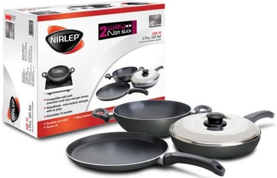 

Nirlep Induction Bottom Cookware Set(PTFE (Non-stick), 3 - Piece), Black
