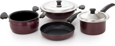 

Mahavir 6KFSHNSRD Induction Bottom Cookware Set(Steel, 4 - Piece), Red