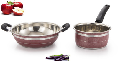 

Mahavir 2KSRD Induction Bottom Cookware Set(Stainless Steel, 2 - Piece), Red