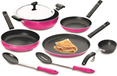 

Crystal Neon Series Non-Stick Cookware Set, 8Pcs, Pink, Cookware Set(Aluminium, 8 - Piece), Multicolor