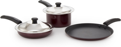 

Mahavir 5FSDTNSRD Induction Bottom Cookware Set(Steel, 3 - Piece), Red