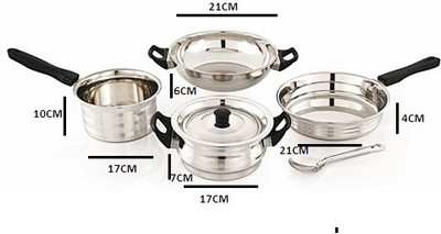

Mahavir 6pc Induction & Lpg Compatible Induction Bottom Cookware Set(Stainless Steel, 6 - Piece)