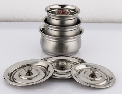 

Mahavir 6pc Baby Handi With Lid Matt Finish Cook N Serve Set Cookware Set(Stainless Steel, 6 - Piece)