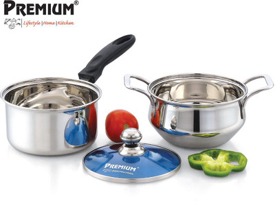 

Premium Cookware Set(Steel, 3 - Piece), Silver