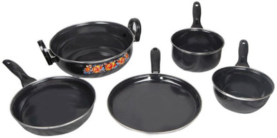 

GOLDEN PEARL Induction Bottom Cookware Set(PTFE (Non-stick), 5 - Piece), Black