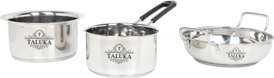 

Taluka Induction Family Set of 3 | One 1.5 Liter Steel Induction Friendly Sauce Pan |One 1.7 Liter Steel Induction Friendly Kadhai With Lid | One 1.5 Liter Stainless Steel Tope With Lid Induction Bottom Cookware Set(Stainless Steel, 3 - Piece)