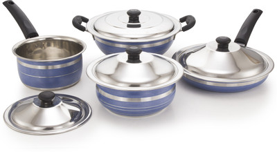 

Mahavir 8KLDFLDSLDHLDBL Induction Bottom Cookware Set(Stainless Steel, 4 - Piece), Blue