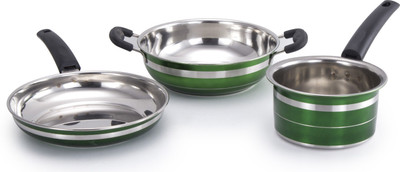 

Mahavir Induction Bottom Cookware Set(Stainless Steel, 3 - Piece), Green