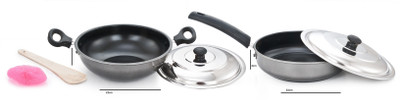 

Mahavir Medium Non Stick Induction Induction Bottom Cookware Set(Aluminium, 4 - Piece), Grey