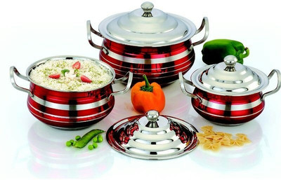 

Mahavir Induction Bottom Cookware Set(Stainless Steel, 3 - Piece), Multicolor