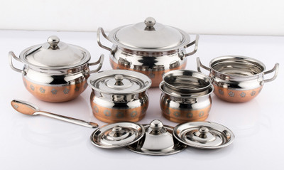 46% OFF on Mahavir Stainless Steel Design Copper Cook N Serve Set Cookware Set(Stainless Steel, 7 - Piece) 46% OFF on Mahavir Stainless Steel Design Copper Cook N Serve Set Cookware Set(Stainless Steel, 7 - Piece)