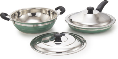 

Mahavir 4KFGR Induction Bottom Cookware Set(Stainless Steel, 2 - Piece), Green