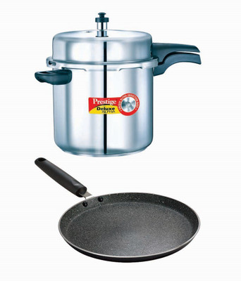 

Prestige Deluxe Alpha Stainless Steel 10 Litre Cooker With Granite Omni Tawa 280 Mm Induction Bottom Cookware Set(Stainless Steel, Aluminium, 2 - Piece), Black;silver