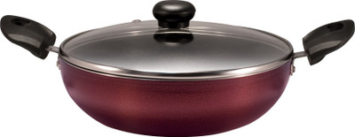 

Aristo Non Stick Kadhai 22 cm with Lid(Aluminium, Non-stick, Induction Bottom), Black;maroon