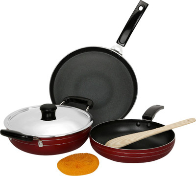 

NEED n CARRY Aluminium Induction Bottom Cookware Set(Aluminium, 6 - Piece), Red