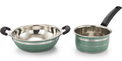 

Mahavir 2KSGR Induction Bottom Cookware Set(Stainless Steel, 2 - Piece), Green