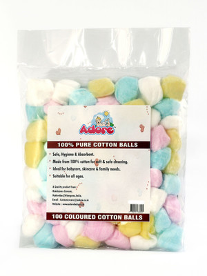 

Adore 100% Pure Cotton Balls Coloured - Pack of 100(Pack of 100)