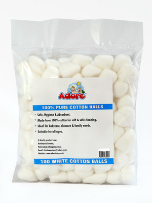 

Adore 100% Pure Cotton Balls White - Pack of 100(Pack of 100)