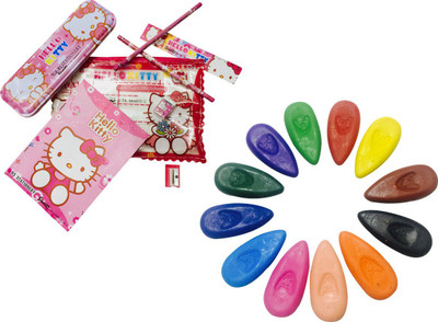 

Priyankish Oval Crayon & Hello Kitty Pencil Pouch(Set of 20, Multicolor)