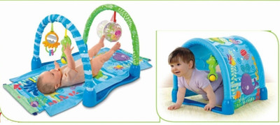 

Just Toys 3 Way Kick & Crawl Play Gym with Innovative Tunnel Hood(Multicolor)