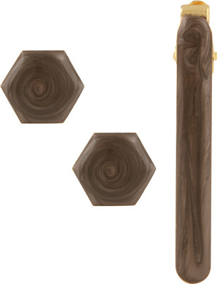 TRIPIN Brass Cufflink & Tie Pin Set(Brown)