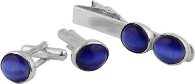 Wadson Copper Cufflink & Tie Pin Set(Blue, Silver, Turquoise, White, Green, Orange), Blue;green;orange;silver;turquoise;white