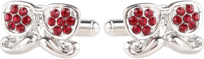 TRIPIN Brass Cufflink Set(Silver, Maroon)