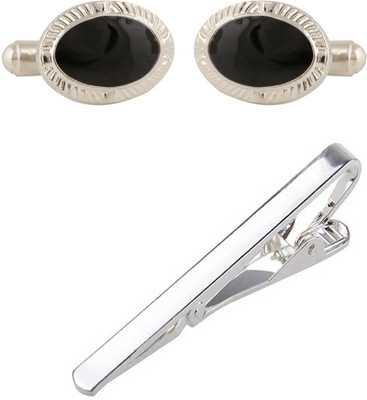 Bsquare Metal Cufflink & Tie Pin Set(Silver)
