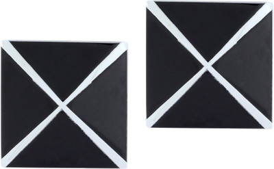 Bezel Brass Cufflink Set(Black)