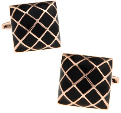 Topen Brass Cufflink(Gold, Black)