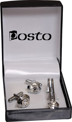 

Elite Neckties Alloy Cufflink & Tie Pin Set(Silver)