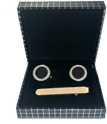 Bsquare Brass Cufflink & Tie Pin Set(Multicolor)