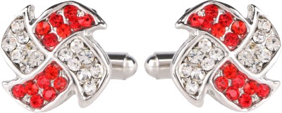 TRIPIN Brass Cufflink Set(Silver, Red)