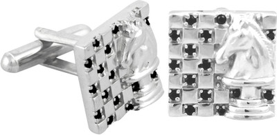 Exxotic Jewelz Brass Cufflink(White, Black)