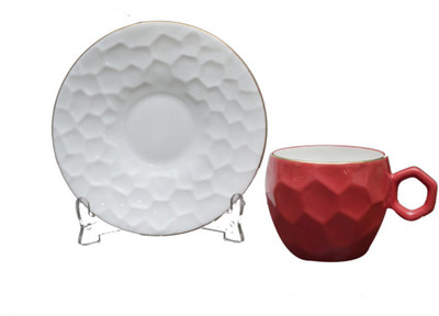 

BP Bharat 24 K Goldline Bone China(Gold, Red, Pack of 12)