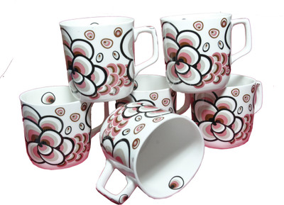 

Amazecart 6 Pcs Coffee Mug Set (Bone China) Bone China(Multicolor, Pack of 6)