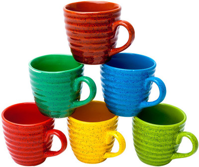 

Elite Handicrafts Set of 6 Multicolor Spiral Design Ceramic Tea Cups - Best for Self Use; and Diwali, Dhanteras & Festive Gifts Ceramic(Multicolor, Pack of 6)
