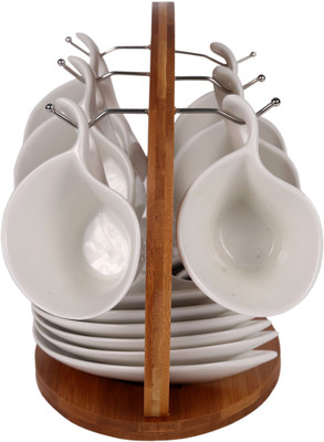

JB Collection Wood, Ceramic(White, Brown, Pack of 12)