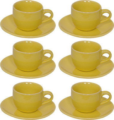 

Elite Handicrafts Stoneware_Cups_Saucers_Set Ceramic(Green, Pack of 12)